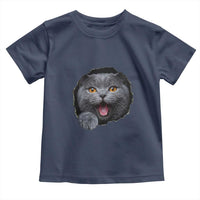 Cute British Shorthair Cat Peeking Through Cracked Wall Toddler T Shirt