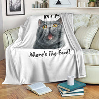 Funny Shocked British Shorthair Cat Throw Blanket Where Is The Food