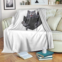 Cute British Shorthair Cat In Pocket Throw Blanket Cat Lover