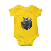 Cute British Shorthair Cat In Pocket Baby Onesie Cat Lover