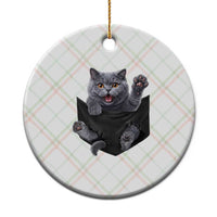 Cute British Shorthair Cat In Pocket Ceramic Ornament Cat Lover