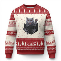 Cute British Shorthair Cat In Pocket Ugly Christmas Sweater Cat Lover