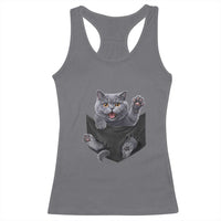 Cute British Shorthair Cat In Pocket Racerback Tank Top Cat Lover
