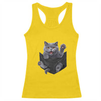 Cute British Shorthair Cat In Pocket Racerback Tank Top Cat Lover