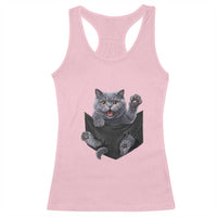 Cute British Shorthair Cat In Pocket Racerback Tank Top Cat Lover