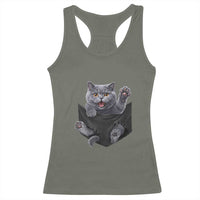 Cute British Shorthair Cat In Pocket Racerback Tank Top Cat Lover