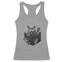 Cute British Shorthair Cat In Pocket Racerback Tank Top Cat Lover