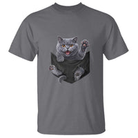 Cute British Shorthair Cat In Pocket T Shirt Cat Lover