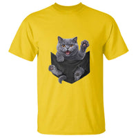Cute British Shorthair Cat In Pocket T Shirt Cat Lover