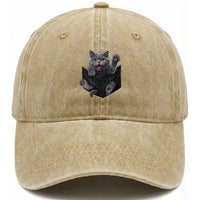 Cute British Shorthair Cat In Pocket Washed Cotton Baseball Cap Cat Lover