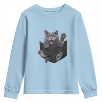 Cute British Shorthair Cat In Pocket Youth Sweatshirt Cat Lover
