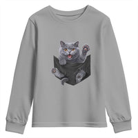 Cute British Shorthair Cat In Pocket Youth Sweatshirt Cat Lover