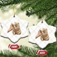 Cute Persian Cat High Five Ceramic Ornament Cat Lover