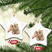 Cute Persian Cat High Five Ceramic Ornament Cat Lover