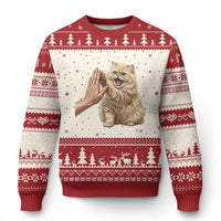 Cute Persian Cat High Five Ugly Christmas Sweater Cat Lover