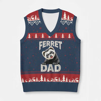 Ferret Dad Life V-Neck Knit Sweater Vest Cute Exotic Animal Parent Gift