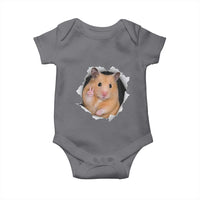 Funny Curious Hamster Peeking Through A Cracked Wall Meme Baby Onesie