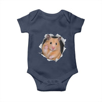 Funny Curious Hamster Peeking Through A Cracked Wall Meme Baby Onesie