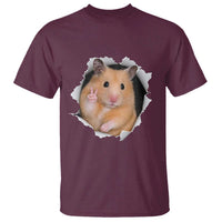 Funny Curious Hamster Peeking Through A Cracked Wall Meme T Shirt