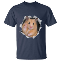 Funny Curious Hamster Peeking Through A Cracked Wall Meme T Shirt