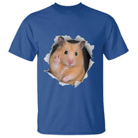 Funny Curious Hamster Peeking Through A Cracked Wall Meme T Shirt