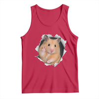 Funny Curious Hamster Peeking Through A Cracked Wall Meme Tank Top
