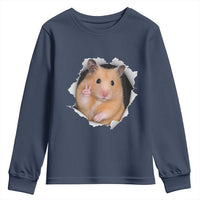 Funny Curious Hamster Peeking Through A Cracked Wall Meme Youth Sweatshirt