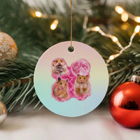 Three Hamsters Retro Graphic Ceramic Ornament Small Pet Lover Gift Idea