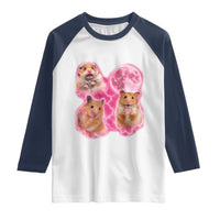 Three Hamsters Retro Graphic Raglan Shirt Small Pet Lover Gift Idea