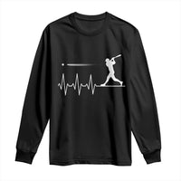 Baseball Heartbeat Line Long Sleeve Shirt Vintage Sports Lover Gift