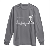Baseball Heartbeat Line Long Sleeve Shirt Vintage Sports Lover Gift