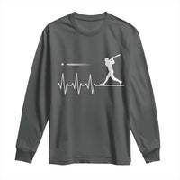Baseball Heartbeat Line Long Sleeve Shirt Vintage Sports Lover Gift