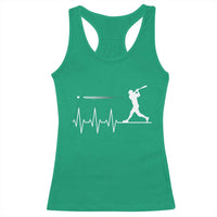Baseball Heartbeat Line Racerback Tank Top Vintage Sports Lover Gift