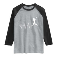 Baseball Heartbeat Line Raglan Shirt Vintage Sports Lover Gift