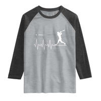 Baseball Heartbeat Line Raglan Shirt Vintage Sports Lover Gift