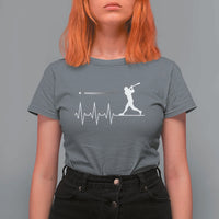 Baseball Heartbeat Line T Shirt For Women Vintage Sports Lover Gift