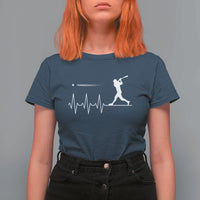 Baseball Heartbeat Line T Shirt For Women Vintage Sports Lover Gift
