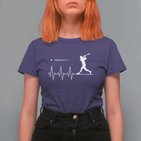 Baseball Heartbeat Line T Shirt For Women Vintage Sports Lover Gift