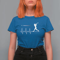 Baseball Heartbeat Line T Shirt For Women Vintage Sports Lover Gift