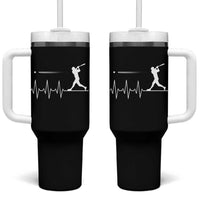 Baseball Heartbeat Line Tumbler With Handle Vintage Sports Lover Gift