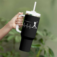 Baseball Heartbeat Line Tumbler With Handle Vintage Sports Lover Gift