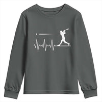 Baseball Heartbeat Line Youth Sweatshirt Vintage Sports Lover Gift