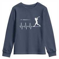 Baseball Heartbeat Line Youth Sweatshirt Vintage Sports Lover Gift