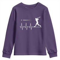 Baseball Heartbeat Line Youth Sweatshirt Vintage Sports Lover Gift