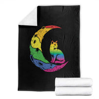 Rainbow Moon Cat Pride Throw Blanket LGBT Feline Graphic