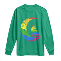 Rainbow Moon Cat Pride Long Sleeve Shirt LGBT Feline Graphic