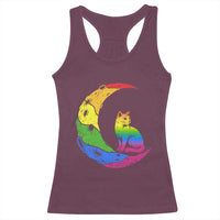 Rainbow Moon Cat Pride Racerback Tank Top LGBT Feline Graphic