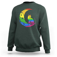 Rainbow Moon Cat Pride Sweatshirt LGBT Feline Graphic