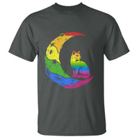 Rainbow Moon Cat Pride T Shirt LGBT Feline Graphic