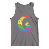 Rainbow Moon Cat Pride Tank Top LGBT Feline Graphic
